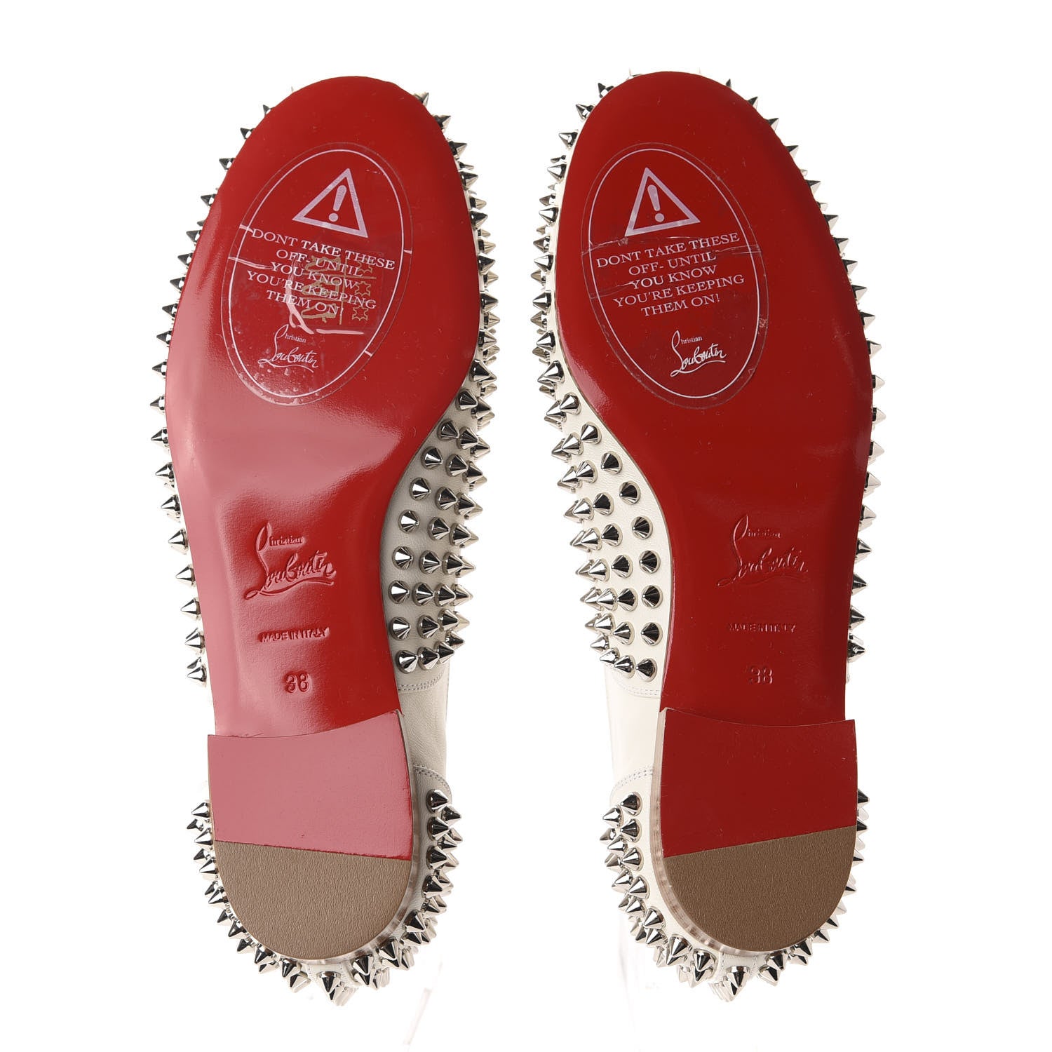 Christian Louboutin Nappa Freddy Spikes Donna Flat Sneakers 38 Latte Silver 5 of 8
