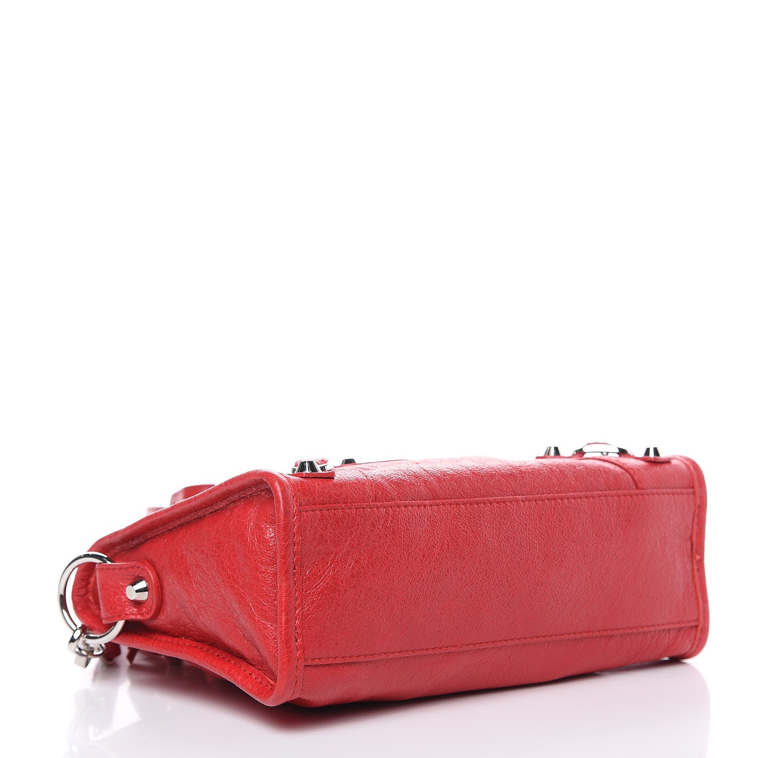 Balenciaga Agneau Classic Silver Hardware Mini City Logo Strap Rouge Cardinal Black 4 of 8