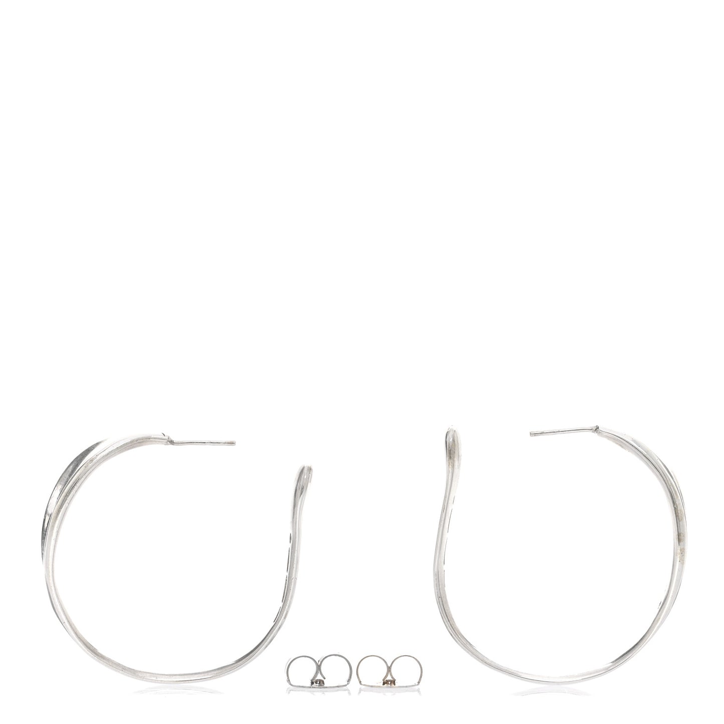 Sterling Silver Elsa Peretti Large Sculptural Hoop Earrings