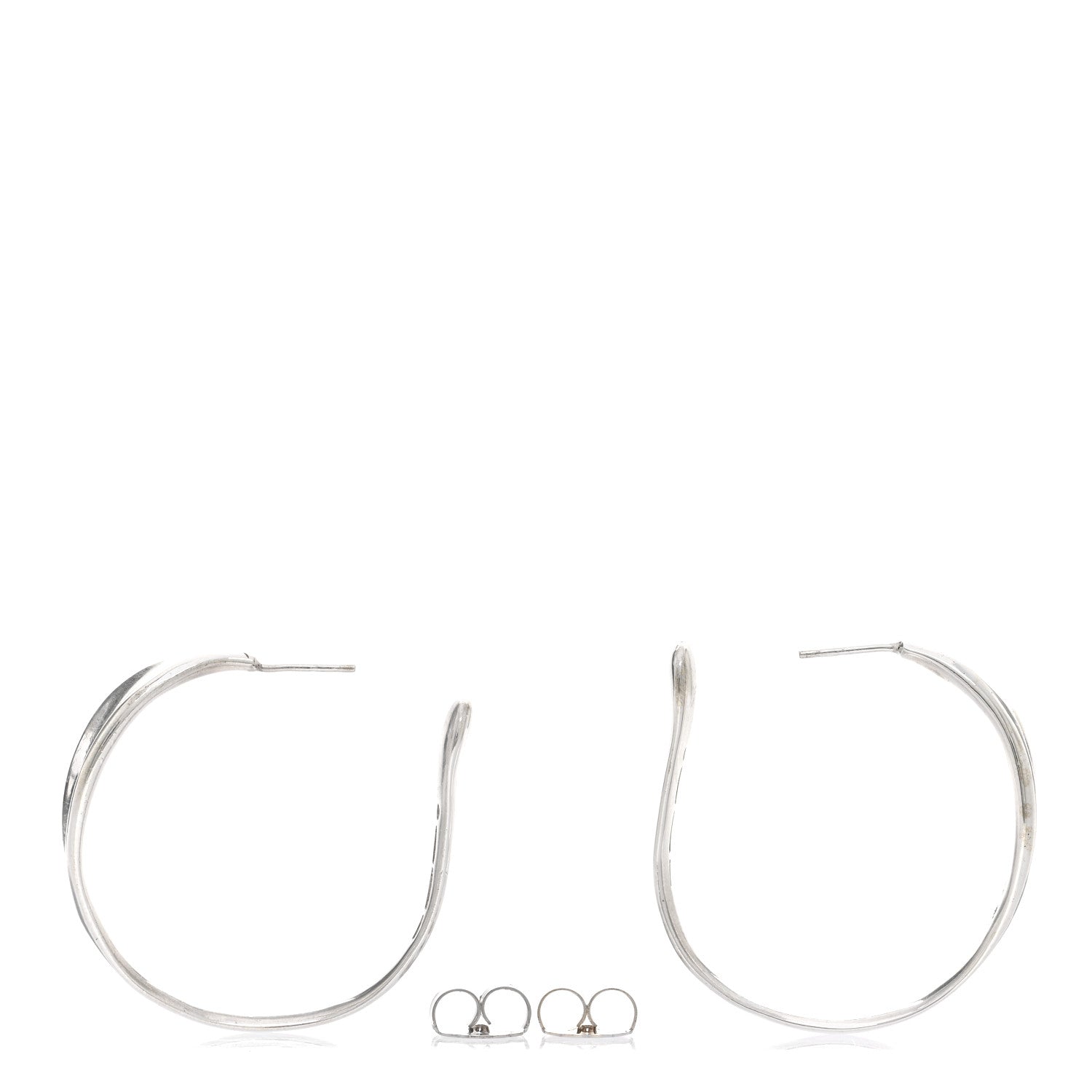 Tiffany Sterling Silver Elsa Peretti Large Sculptural Hoop Earrings 3 of 4