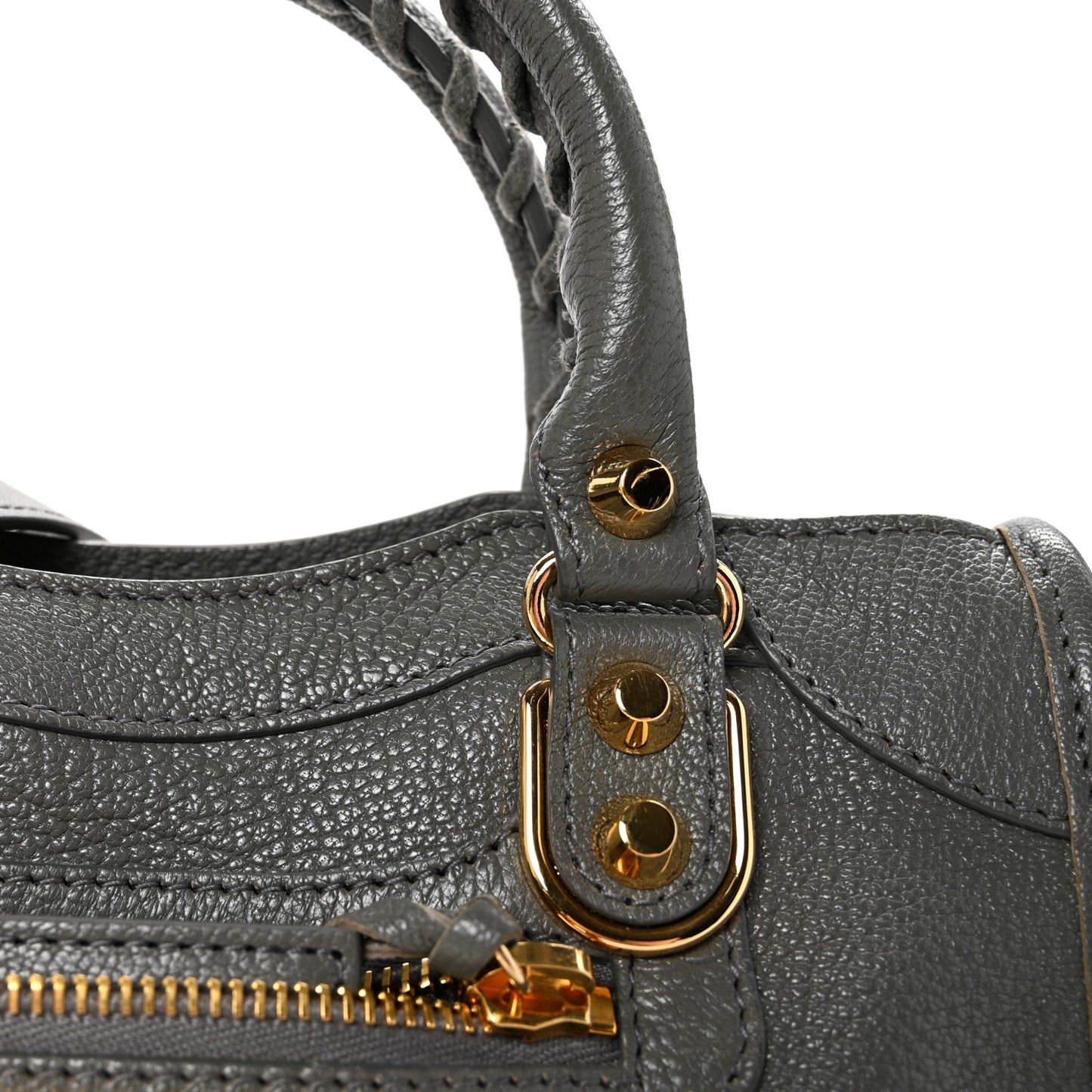 Chevre Gold Metallic Edge Hardware Mini City Gris Acier