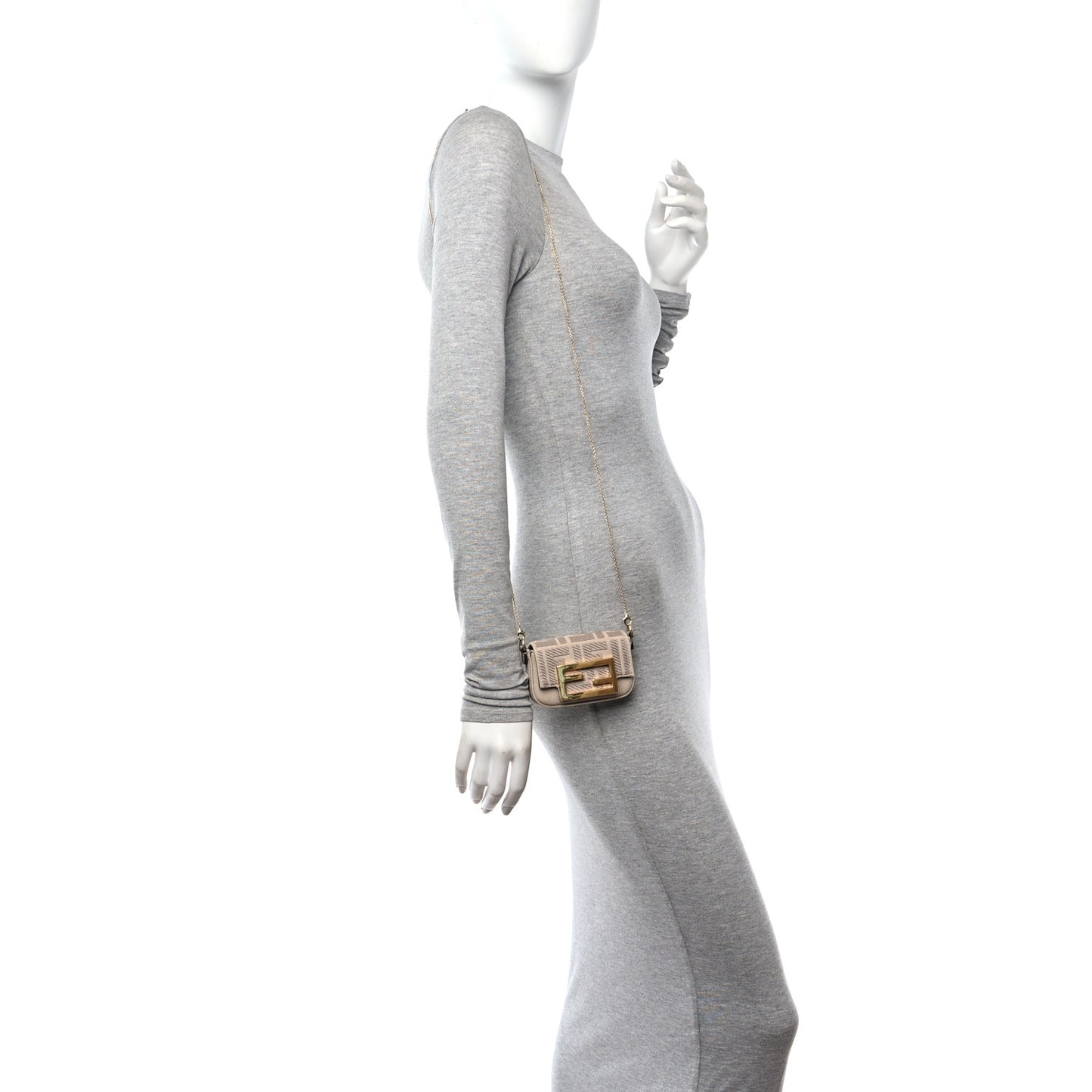 Canvas Vitello King FF Embroidered Nano Maxi Buckle Baguette Charm Nuvola