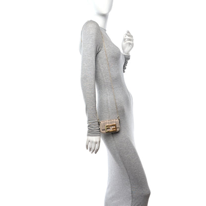 Fendi Canvas Vitello King FF Embroidered Nano Maxi Buckle Baguette Charm Nuvola 2 of 10