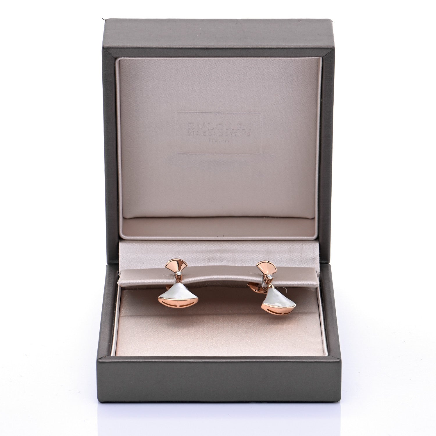 Bulgari 18K Rose Gold Diamond Mother of Pearl Divas' Dream Earrings 6 of 6