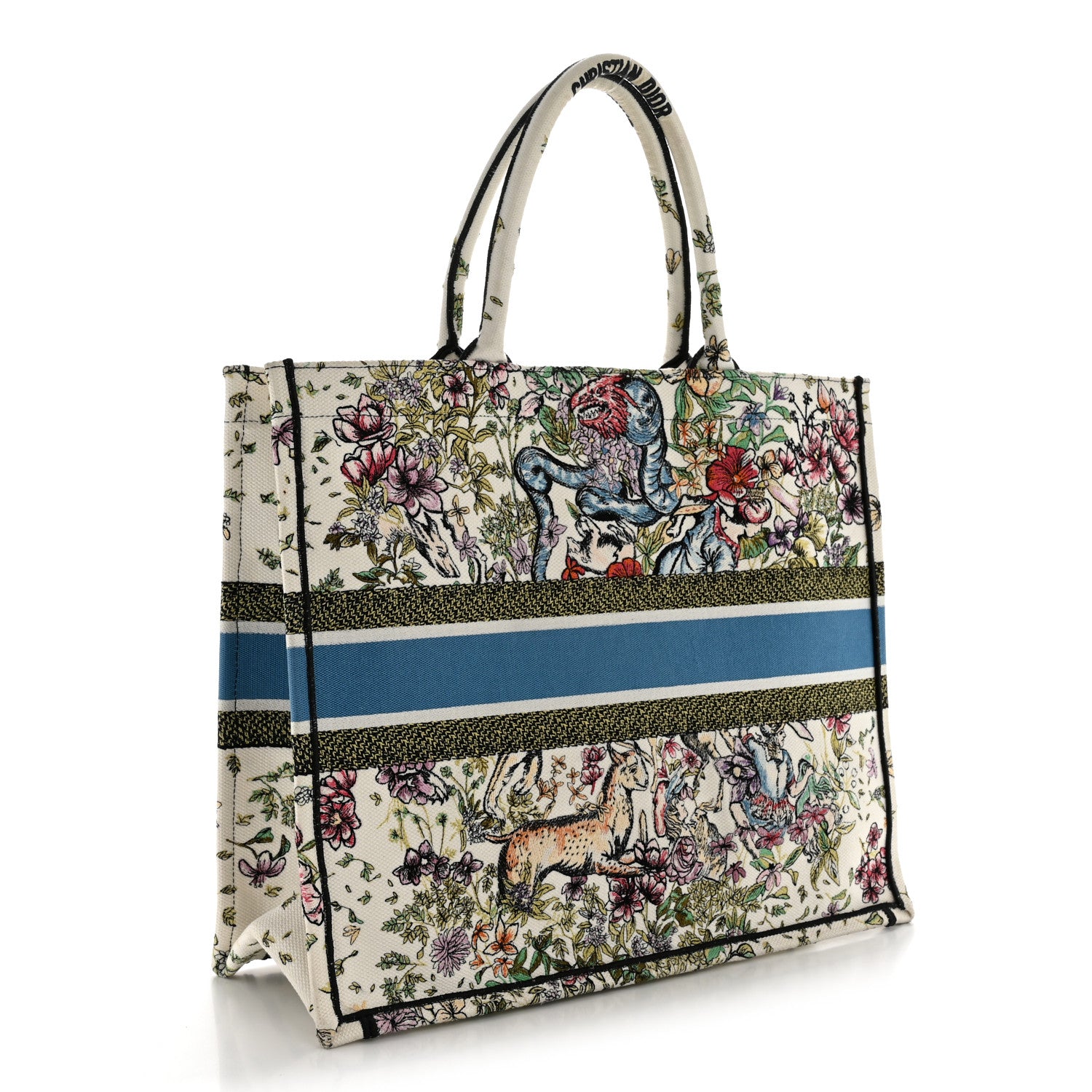 Christian Dior Canvas Embroidered Large D-Constellation Book Tote Latte Multicolor 3 of 13