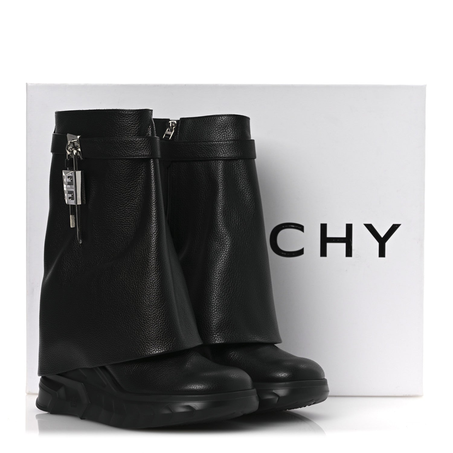 Givenchy Grained Calfskin Shark Lock Biker Ankle Boots 40 Black 11 of 11