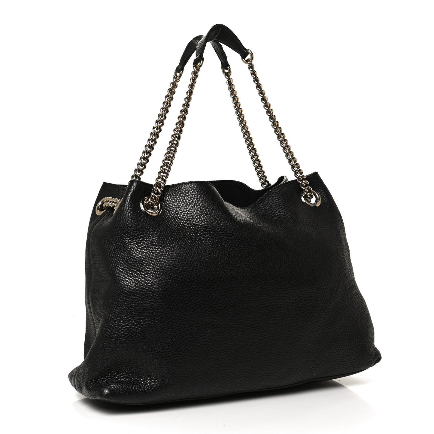 Pebbled Calfskin Medium Soho Chain Shoulder Bag Black