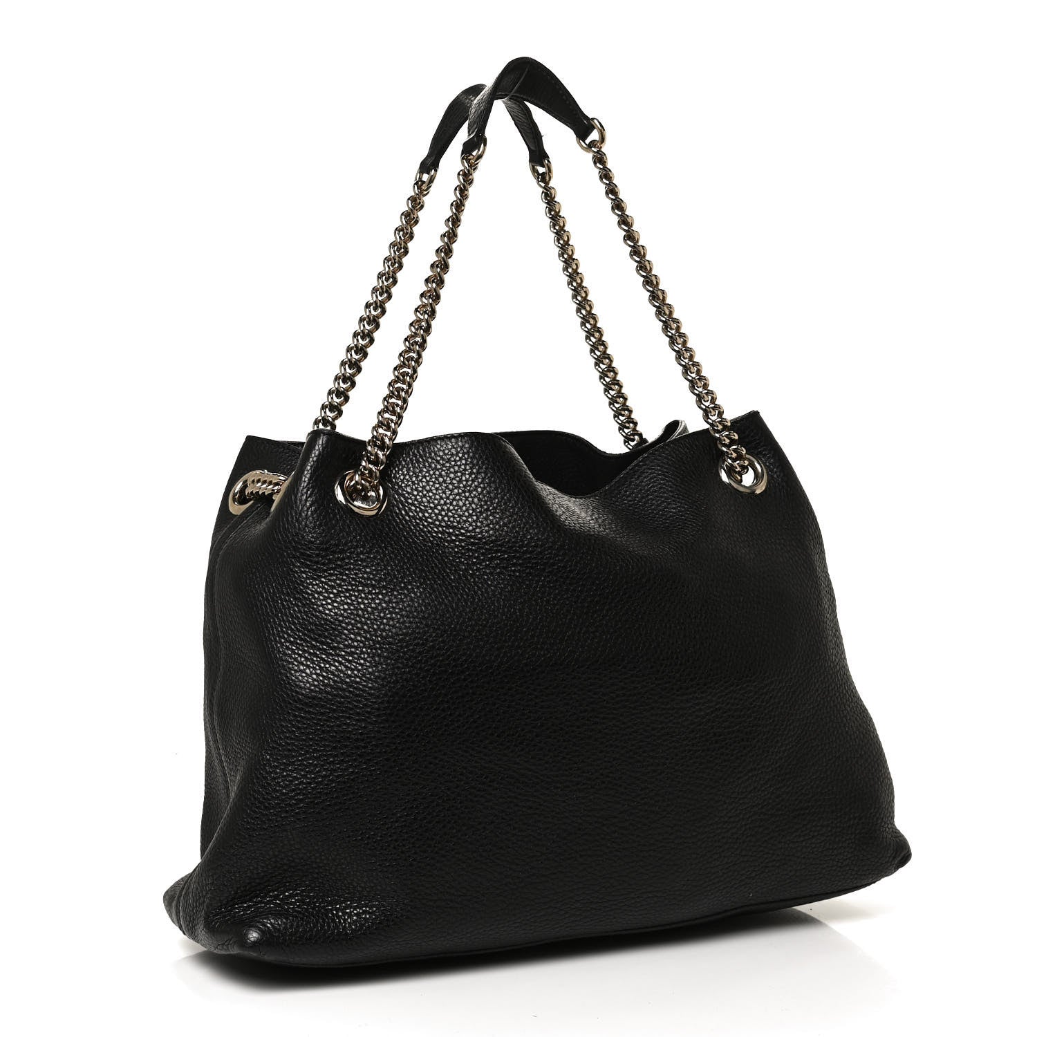 Gucci Pebbled Calfskin Medium Soho Chain Shoulder Bag Black 3 of 11