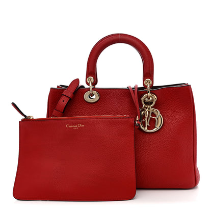 Christian Dior Calfskin Medium Diorissimo Tote Red 3 of 11