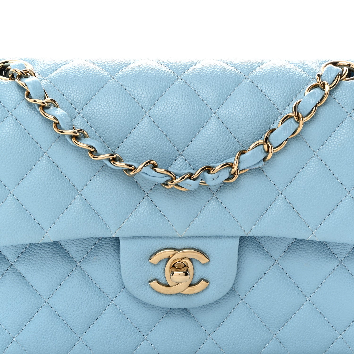Chanel Caviar Quilted Small Double Flap Light Blue 8 of 10