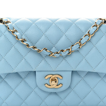 Chanel Caviar Quilted Small Double Flap Light Blue 8 of 10