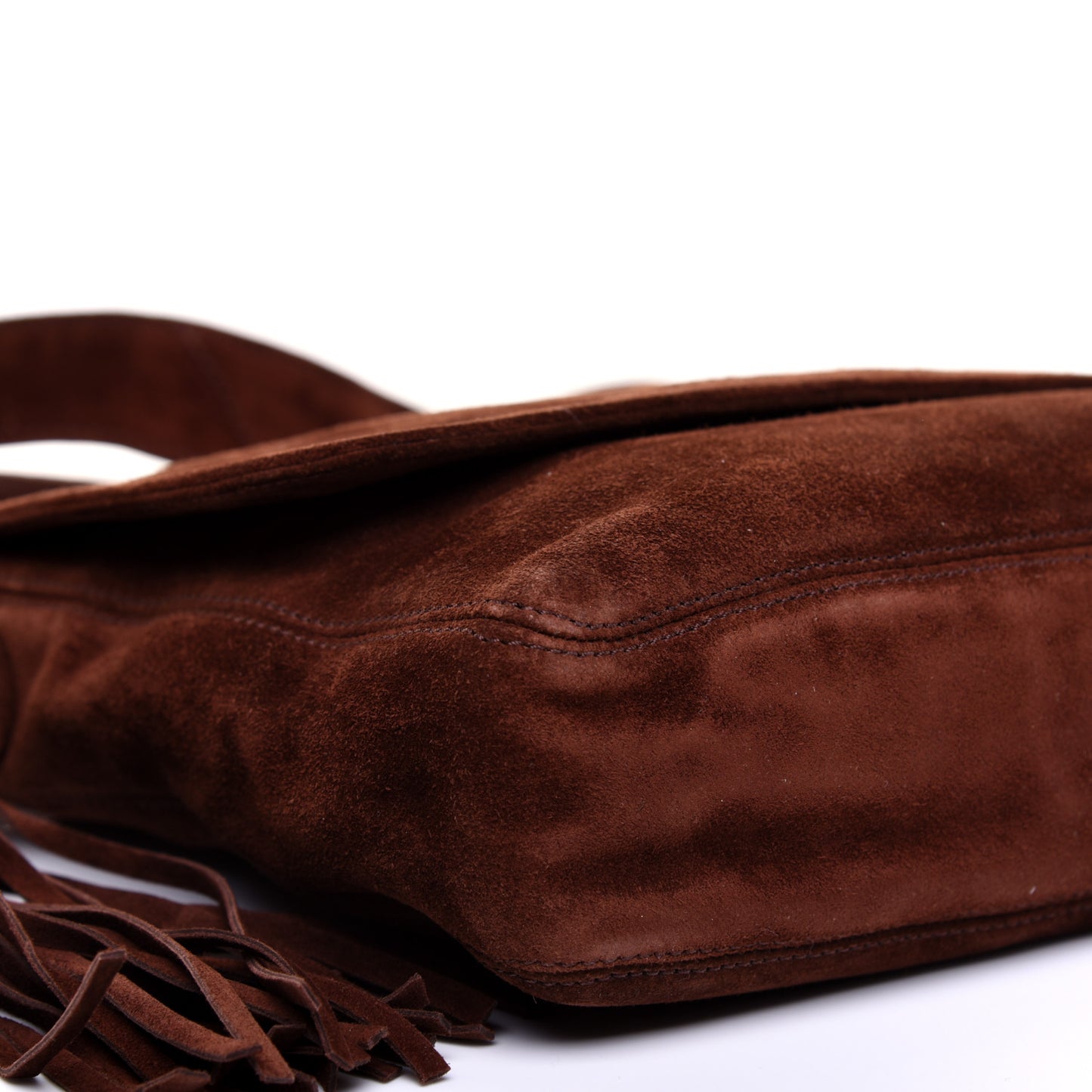 Suede CC Messenger Flap Bag Brown