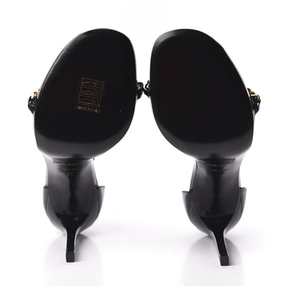 Saint Laurent Patent Calfskin Chain Jane 110 Ankle Strap Sandals 37 Black 5 of 8