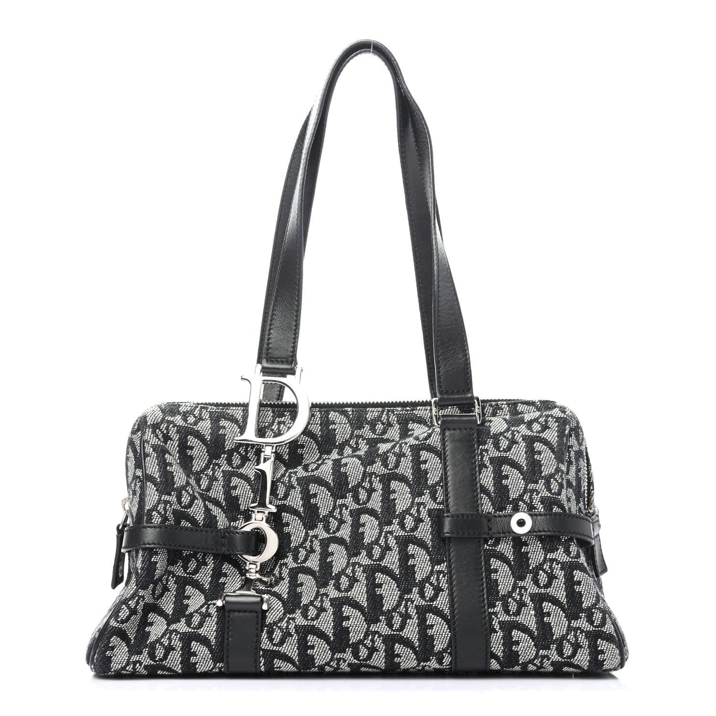 Denim Monogram Charms Shoulder Bag Black