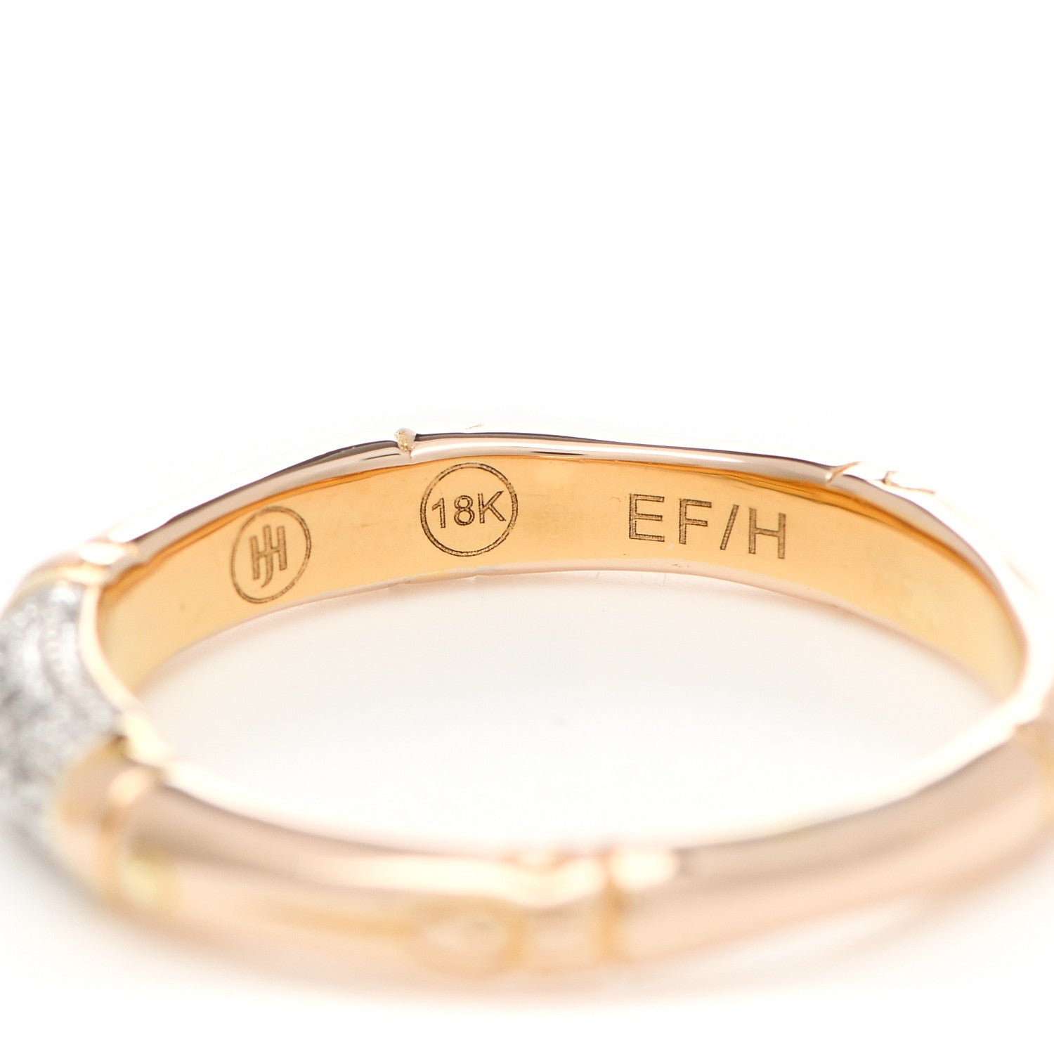 John Hardy 18K Yellow Gold Diamond Bamboo Slim Band Ring 56 7.5 5 of 5