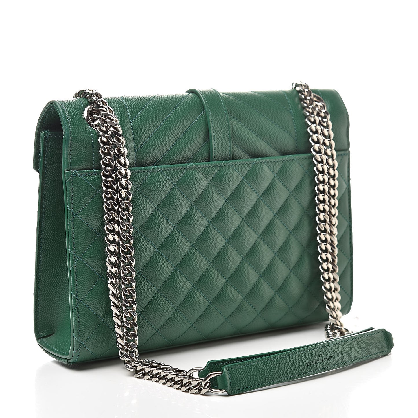 Grain De Poudre Textured Mixed Matelasse Triquilt Medium Monogram Satchel Green