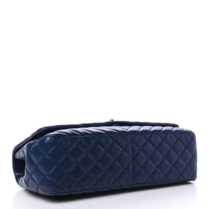 Chanel Lambskin Chevron Quilted Large Surpique Flap Blue 3 of 5