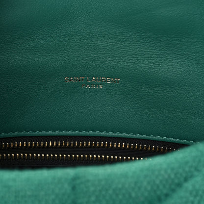 Saint Laurent Canvas Quilted Toy Loulou Puffer Monogram Chain Satchel Basil 6 of 10
