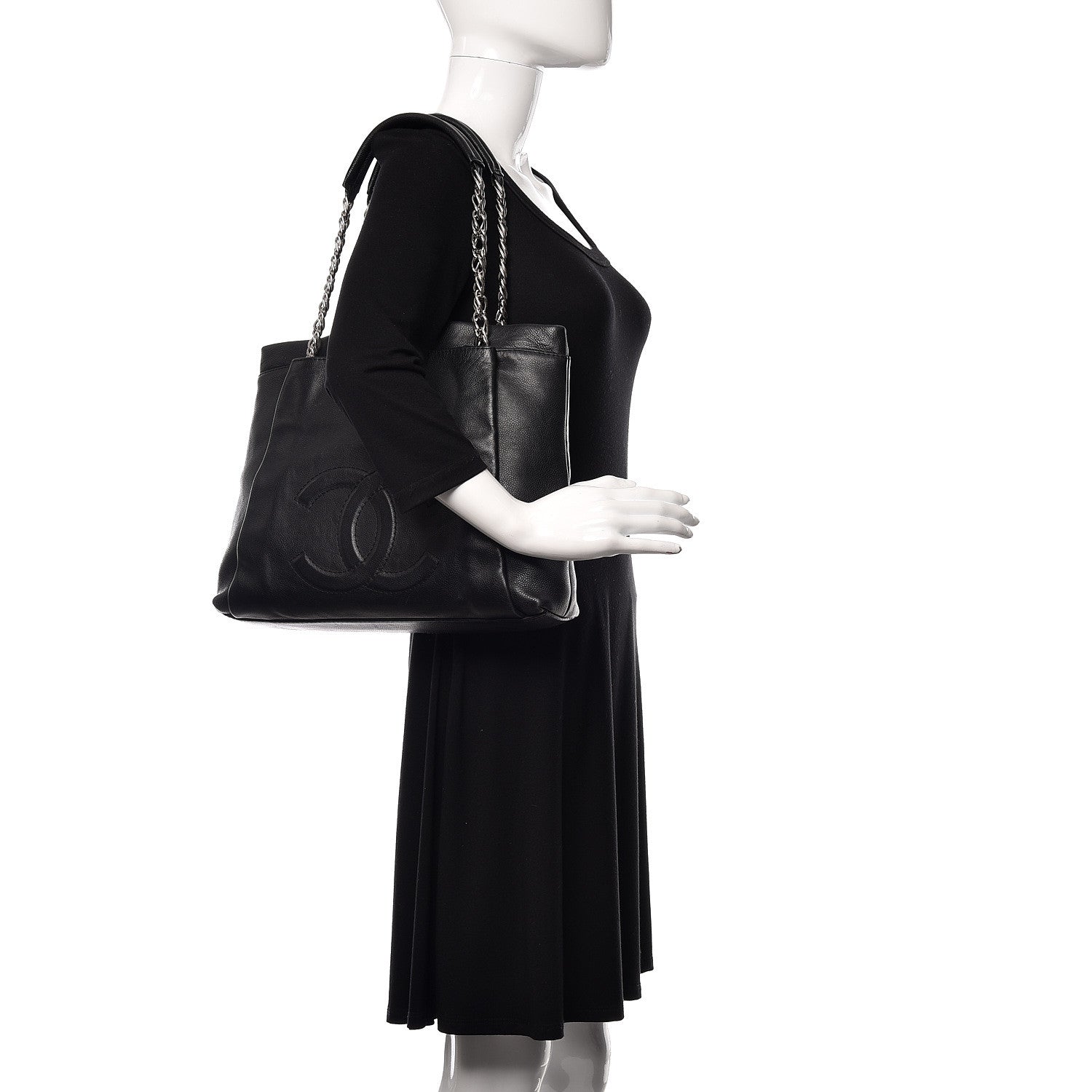 Chanel Caviar Large CC Tuck Tote Black 2 of 10