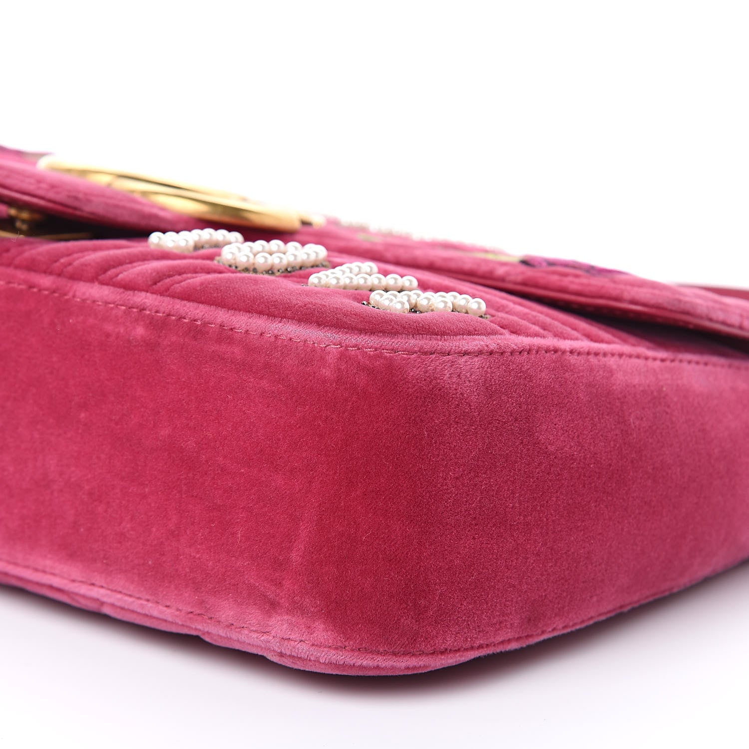 Gucci Velvet Matelasse Blind for Love Embroidered Medium GG Marmont Shoulder Bag Light Raspberry Rose Multicolor 9 of 20