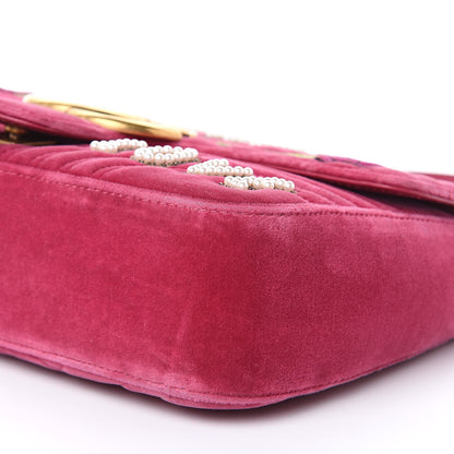 Gucci Velvet Matelasse Blind for Love Embroidered Medium GG Marmont Shoulder Bag Light Raspberry Rose Multicolor 9 of 20