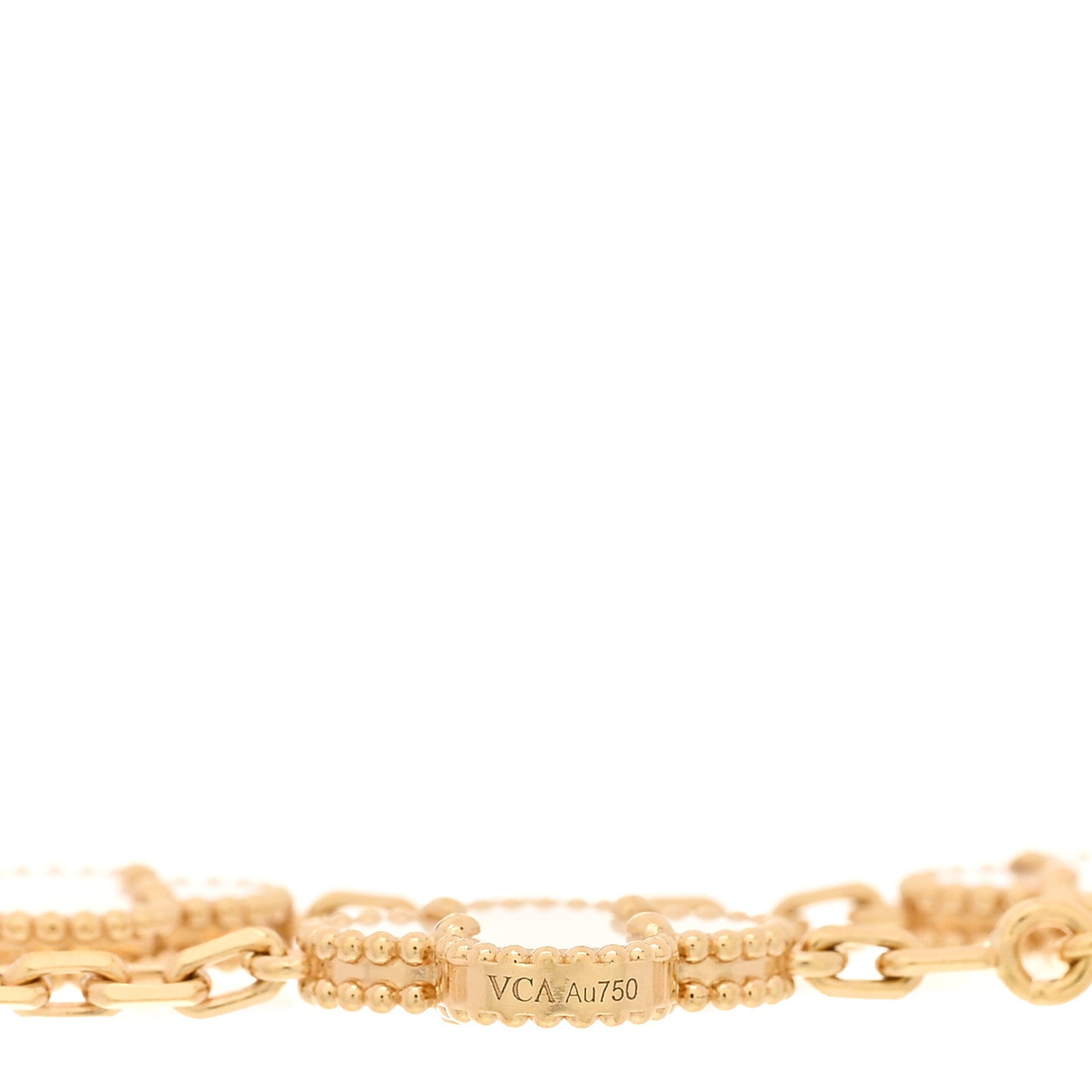18K Yellow Gold Mother of Pearl 5 Motifs Vintage Alhambra Bracelet