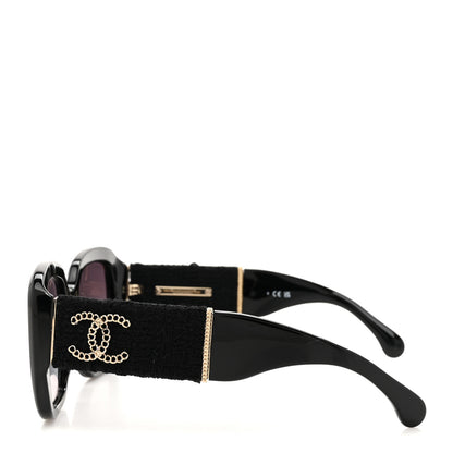 Chanel Acetate Tweed Square Sunglasses 5512 Black 3 of 8