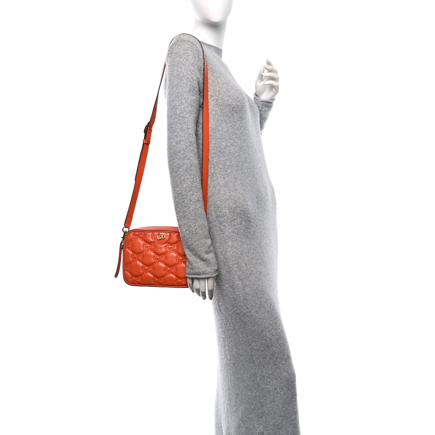 Gucci Calfskin GG Matelasse Shoulder Bag Spring Orange Natural 2 of 10
