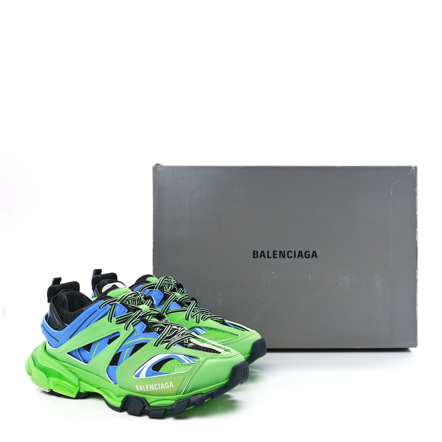 Balenciaga Mesh Nylon Metallic Fabric Womens Track Sneakers 39 Blue Green 9 of 9