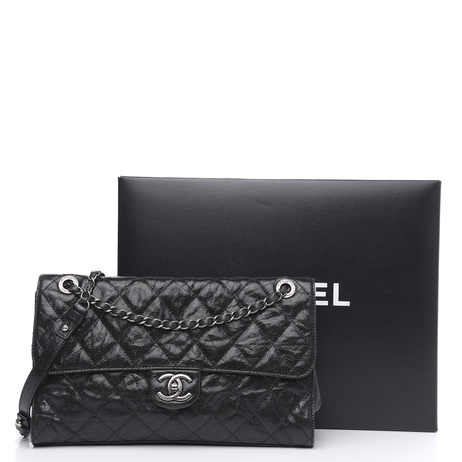 Chanel Crumpled Grained Calfskin Jumbo CC Crave Flap Black 15 of 15