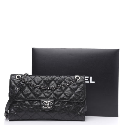 Chanel Crumpled Grained Calfskin Jumbo CC Crave Flap Black 15 of 15