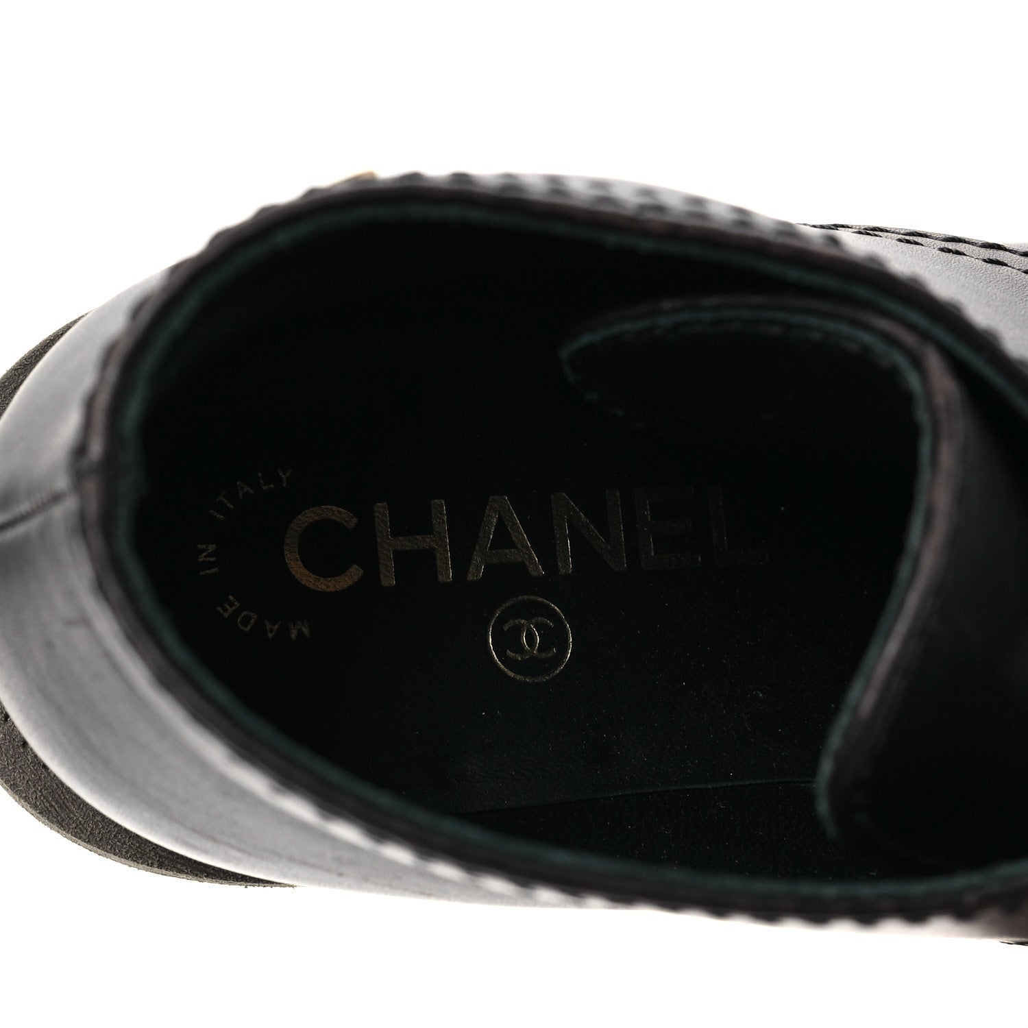 Chanel Calfskin Lace Up CC Boots 37 Black 8 of 8