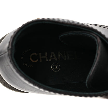 Chanel Calfskin Lace Up CC Boots 37 Black 8 of 8