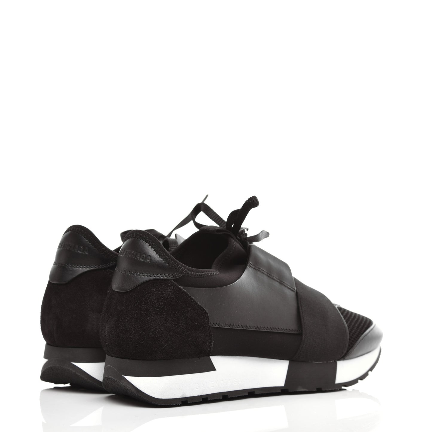 Mesh Calfskin Neoprene Suede Womens Race Runner Sneakers 38 Black