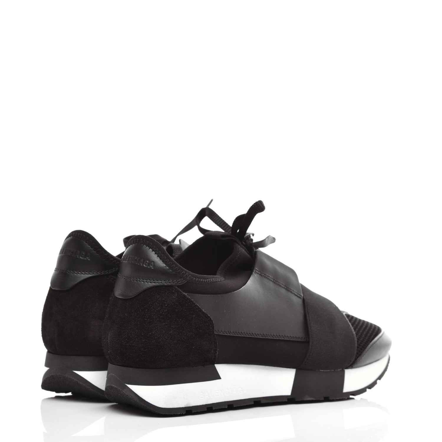 Balenciaga Mesh Calfskin Neoprene Suede Womens Race Runner Sneakers 38 Black 4 of 10