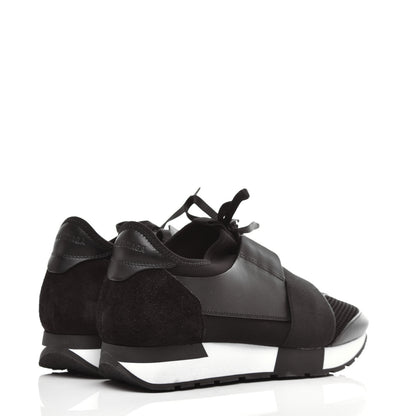Balenciaga Mesh Calfskin Neoprene Suede Womens Race Runner Sneakers 38 Black 4 of 10