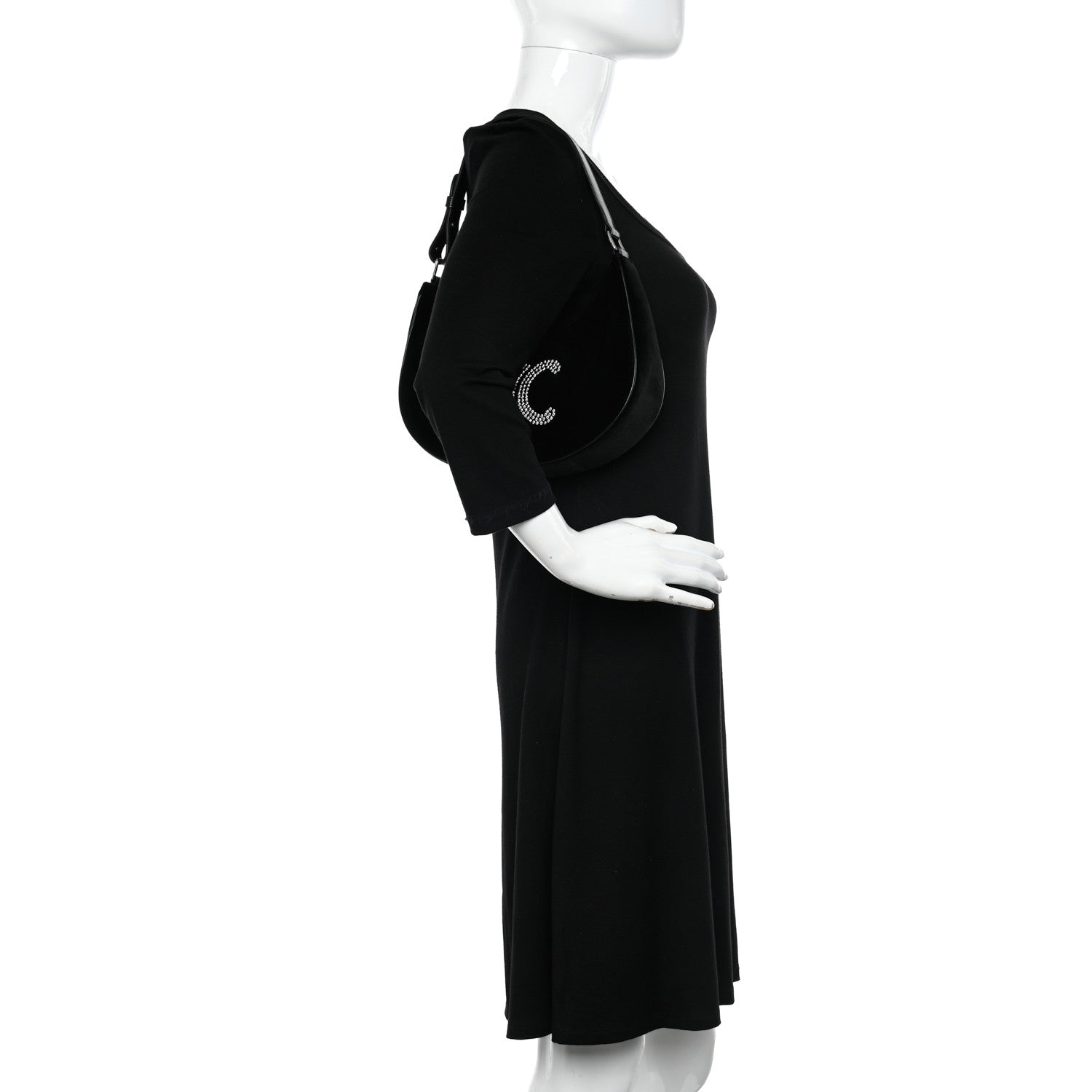 Celine Velvet Strass Triomphe Ava Shoulder Bag Black 2 of 10