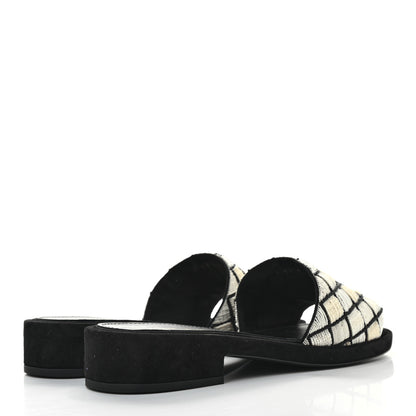 Chanel Pearl Embroidery CC Mules 38 Black White 5 of 9
