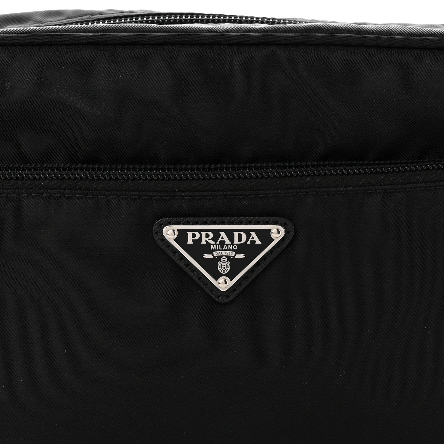 Prada Re-Nylon Vela Saffiano Pocket Double Zip Shoulder Bag Black 8 of 10