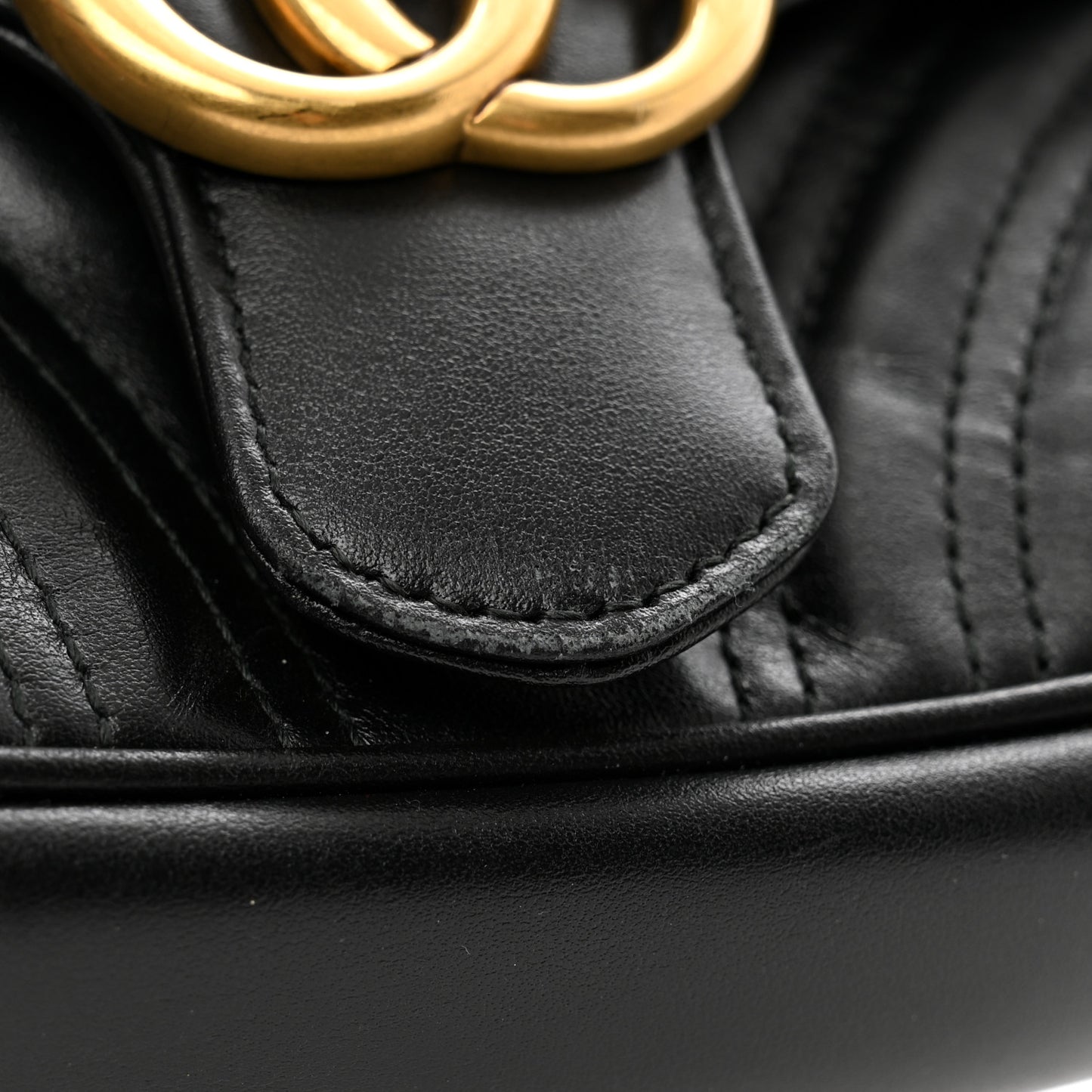 Calfskin Matelasse Mini GG Marmont Shoulder Bag Black