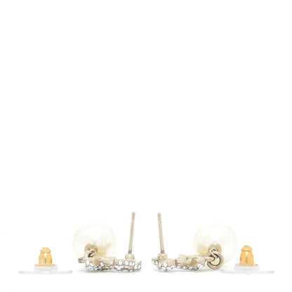 Chanel Pearl CC Drop Earrings Gold Silver 3 of 5