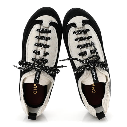 Chanel Velvet Calfskin Mixed Fibers Low Top CC Sneakers 37 Black 2 of 8
