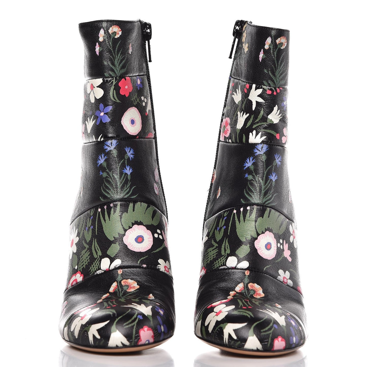 Calfskin Camugarden Paneled Ankle Boots 35.5 Black