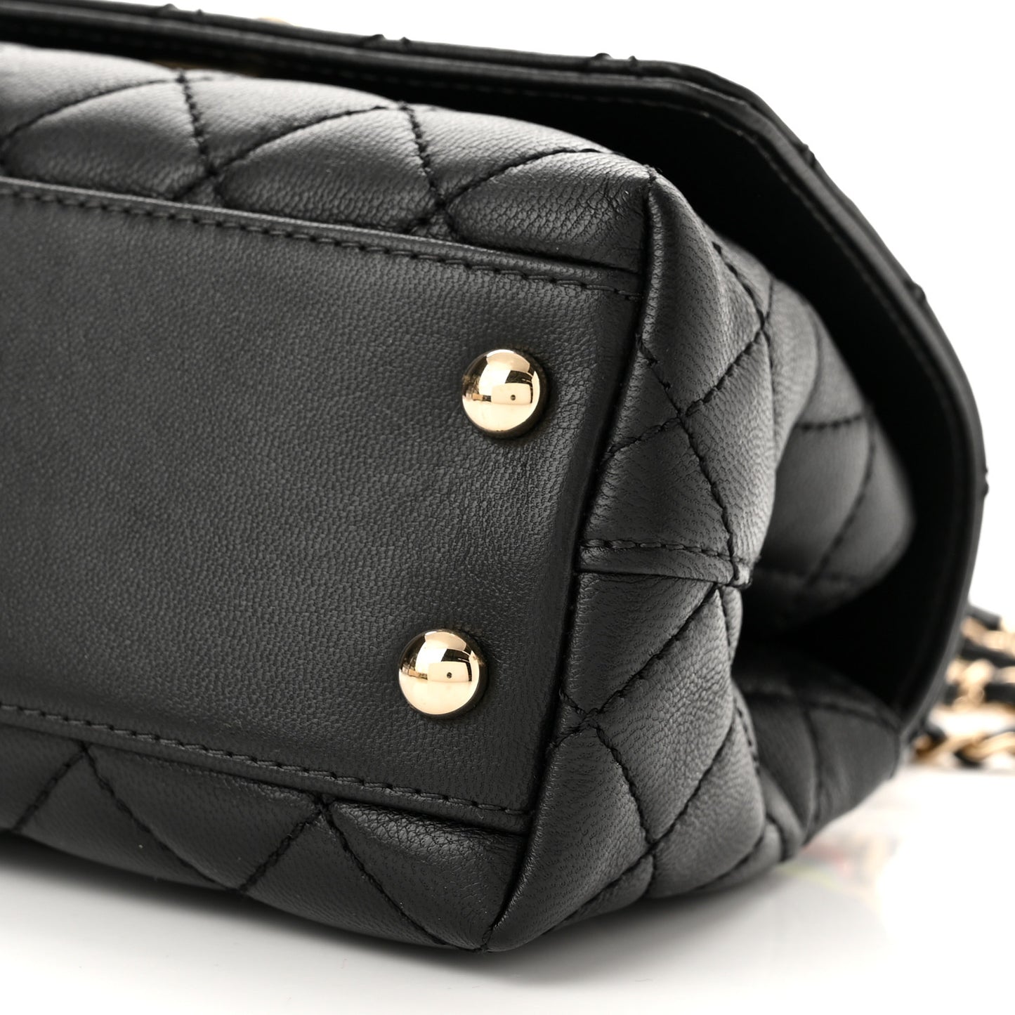 Goatskin Quilted Rainbow Extra Mini Coco Handle Flap Black