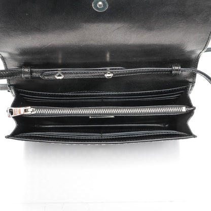 Prada Goatskin Woven Chain Wallet Black 6 of 6