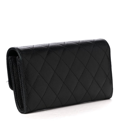 Chanel Caviar Quilted Large Gusset Flap Wallet Black 2 of 4