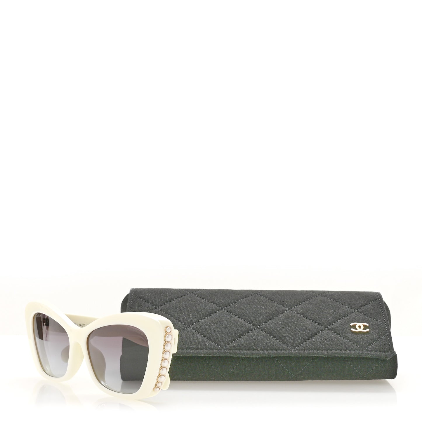 Acetate Pearl Cat Eye CC Sunglasses 5481-H-A White