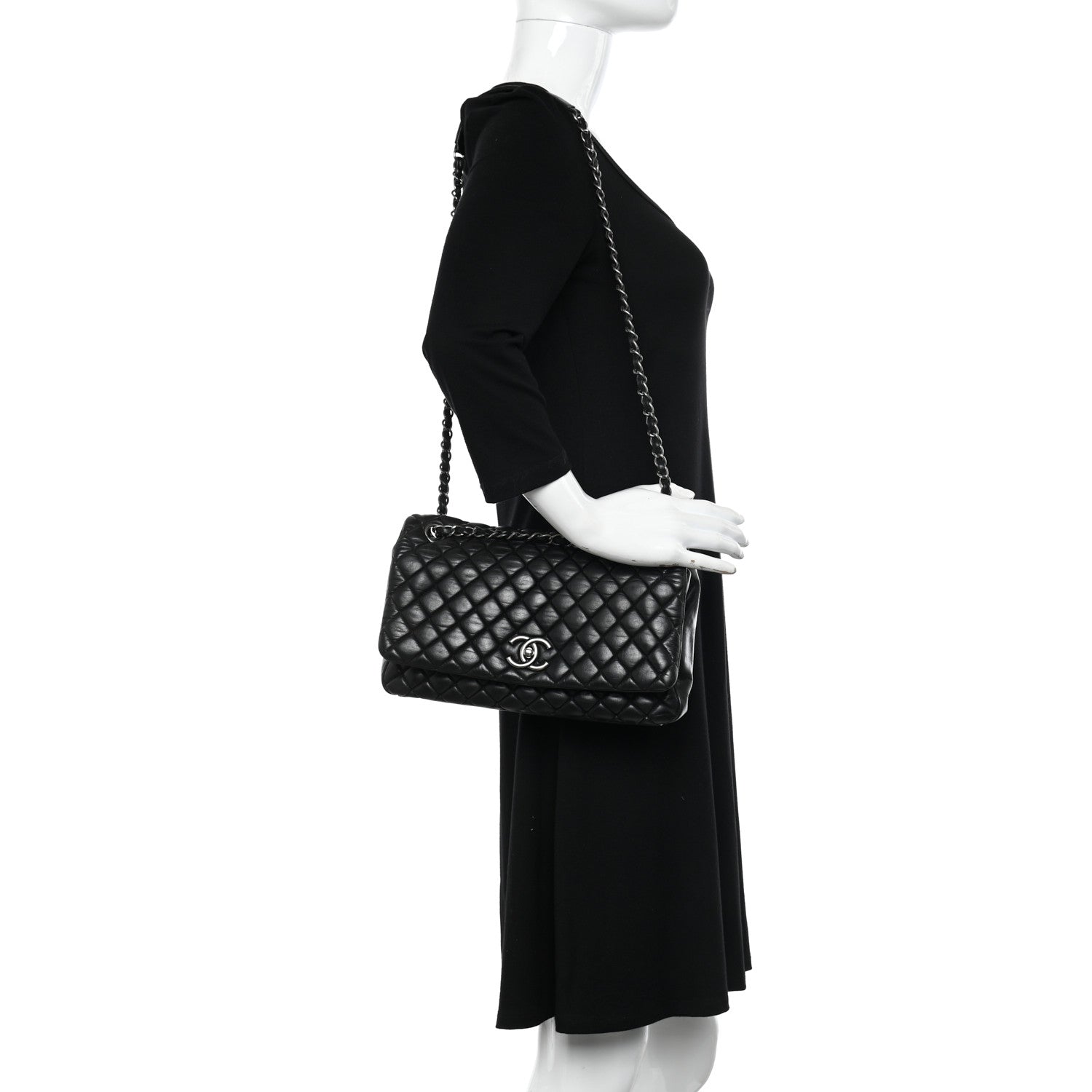 Chanel Iridescent Calfskin Small New Bubble Quilt Flap Black 2 of 10