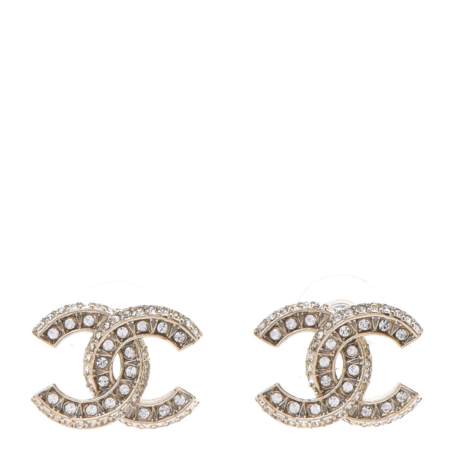 Chanel Crystal CC Earrings Gold 1 of 5