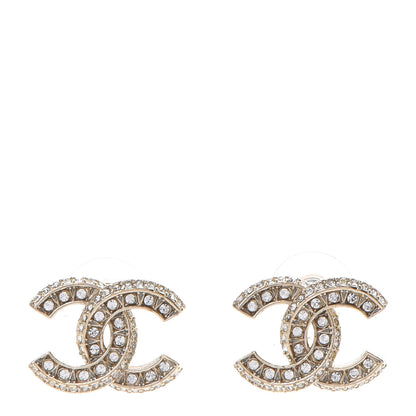 Chanel Crystal CC Earrings Gold 1 of 5
